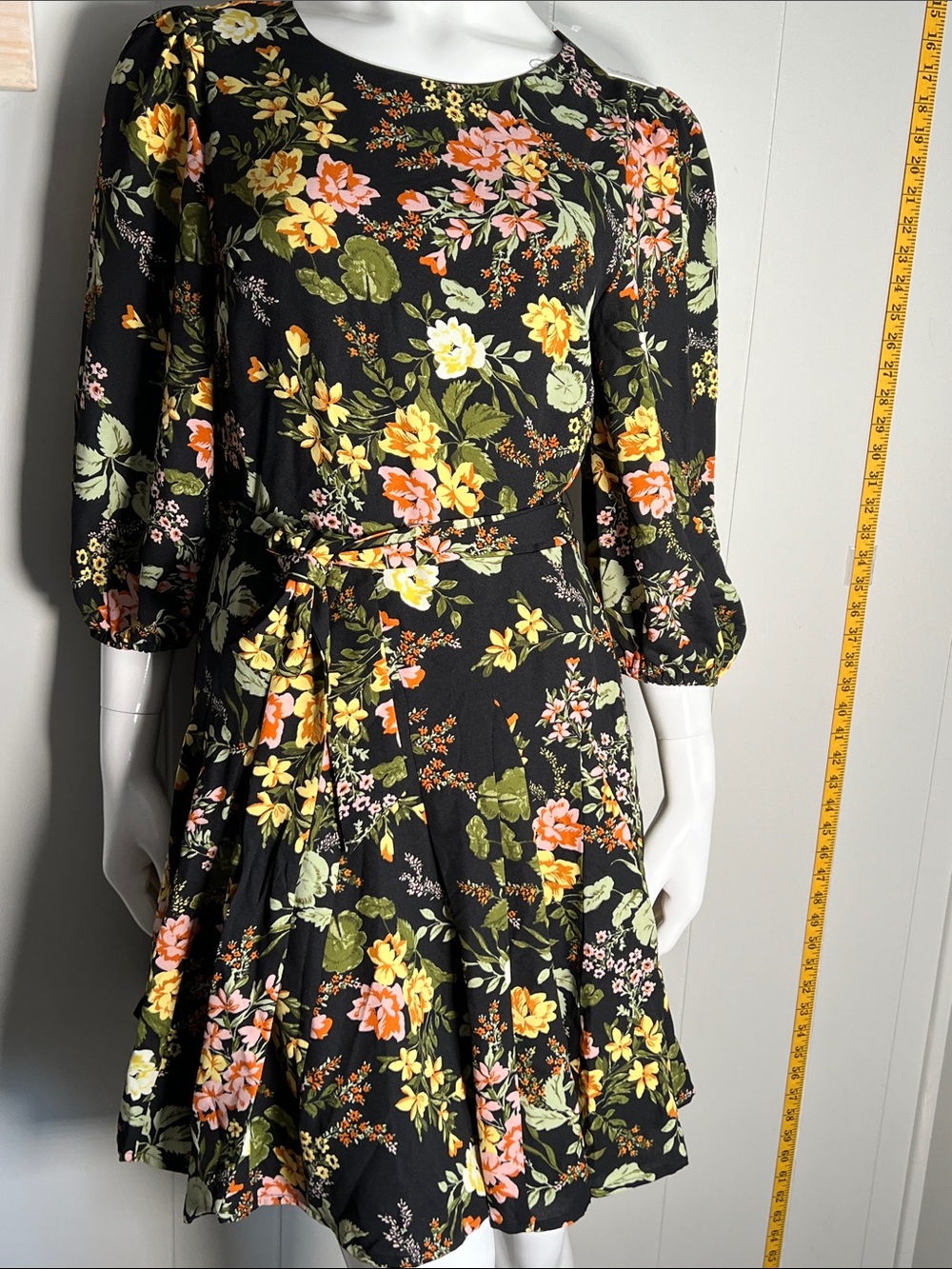 Sugarlips Black Floral Mini Dress with Belt
